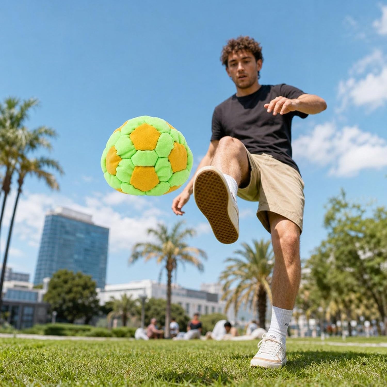 6 Pack Soccer Hacky Footbag Sacks - Soft Plush Footbags for Adults - Durable Fleece Juggling Balls - Vibrant Sports Design for Indoor & Outdoor Play, Party Favors, and Coordination Training